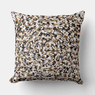 Spiral Polka dots Modern Abstrakt Brown Black Kudde