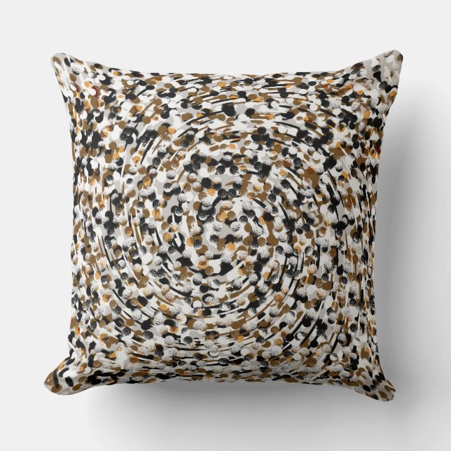 Spiral Polka dots Modern Abstrakt Brown Black Kudde (Framsida)