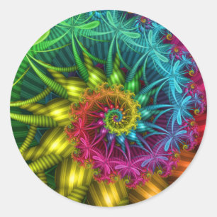 Spiral Rainbow Fractal Runt Klistermärke
