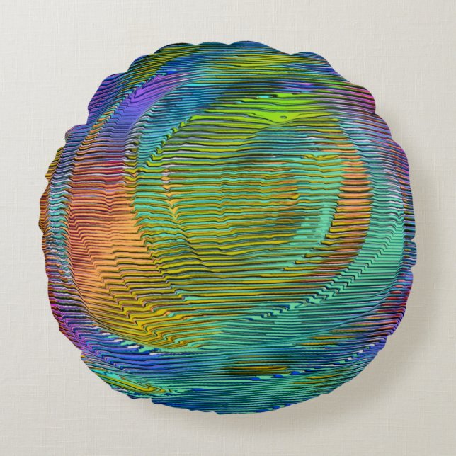 Spiral Rainbow med lindring och elak rand Rund Kudde (Framsidan)