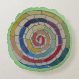 Spiral Rainbow Mosaic Yoga Round Pillow Rund Kudde