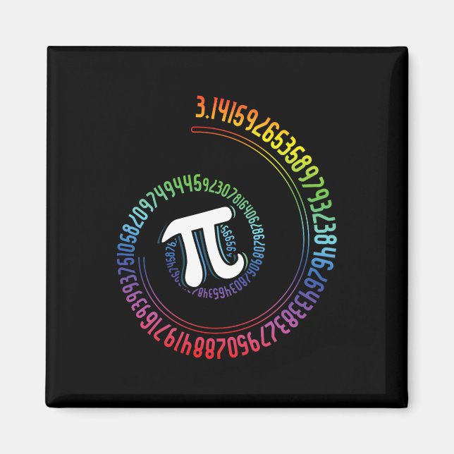 Spiral Rainbow Nerd Math Geek Mathematician Pi Day Magnet (Framsidan)