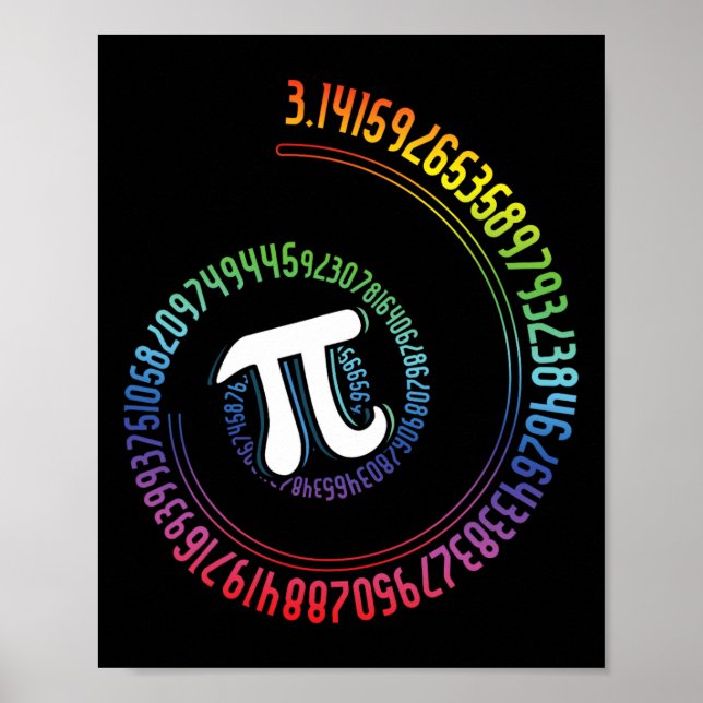 Spiral Rainbow Nerd Math Geek Mathematician Pi Day Poster (Framsidan)