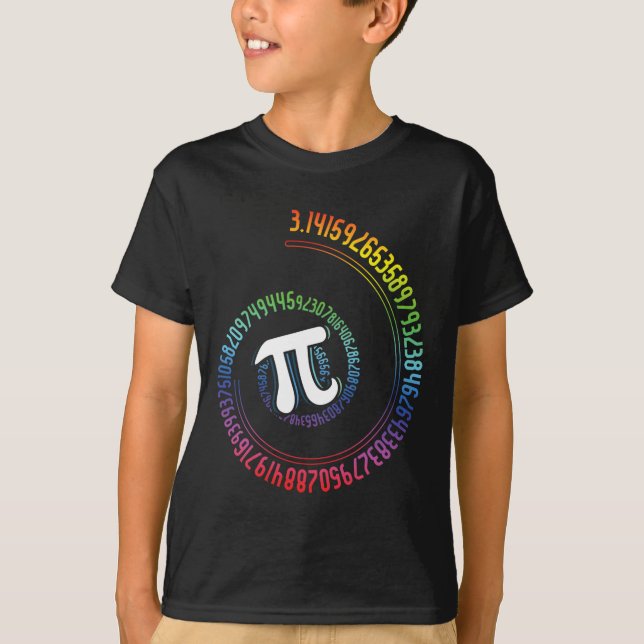 Spiral Rainbow Nerd Math Geek Mathematician Pi Day T Shirt (Framsida)
