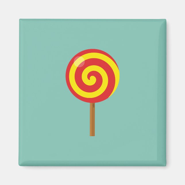 Spiral Red Gult Lollipop Magnet (Framsidan)