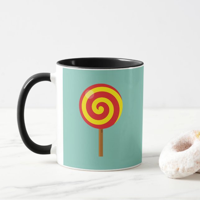 Spiral Red Gult Lollipop Mugg (Med munk)