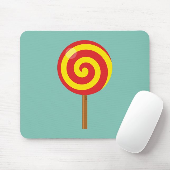 Spiral Red Gult Lollipop Musmatta (Med mus)