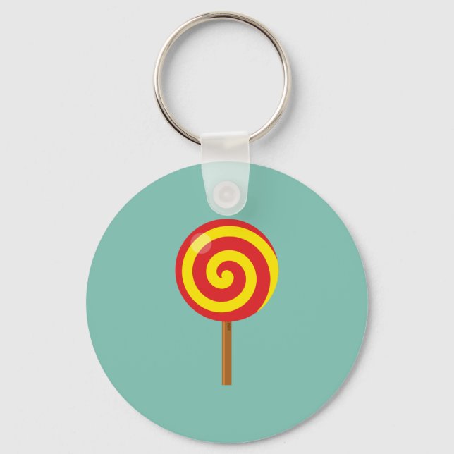 Spiral Red Gult Lollipop Nyckelring (Framsida)
