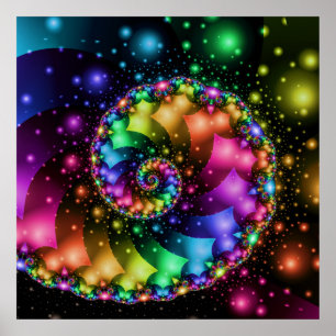 Spiral regnbågeNebula för Fractal Poster