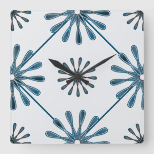 Spiral Retro Flowers väljer bakgrund Färg Fyrkantig Klocka