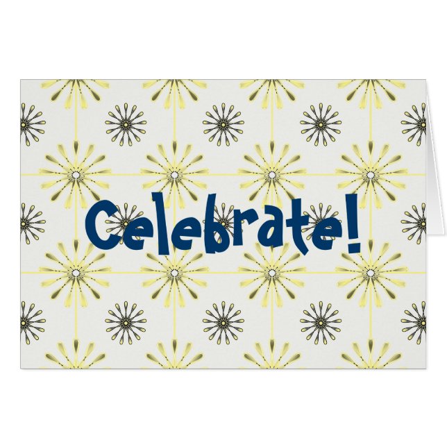 Spiral Retro Flowers väljer bakgrund Färg Hälsningskort (Framsidan Horizontal)