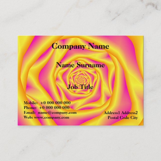 Spiral Ro i Gult och Rosa Visitkort (Framsida)