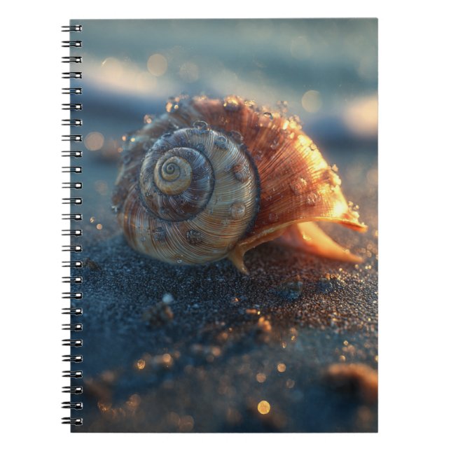 Spiral Seashell Golden Light Notebook Anteckningsbok (Framsidan)