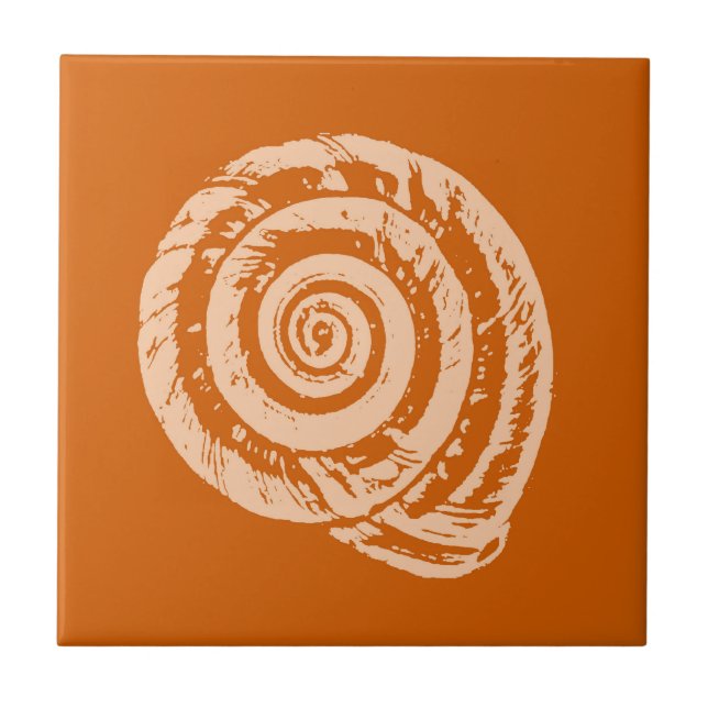 Spiral Seashell, keramiskt plattor av djupkorallko Kakelplatta (Framsidan)