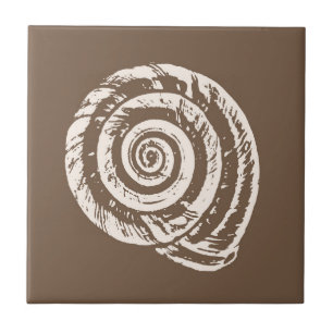 Spiral Seashell, Taupe Tan och Cream / Beige Kakelplatta