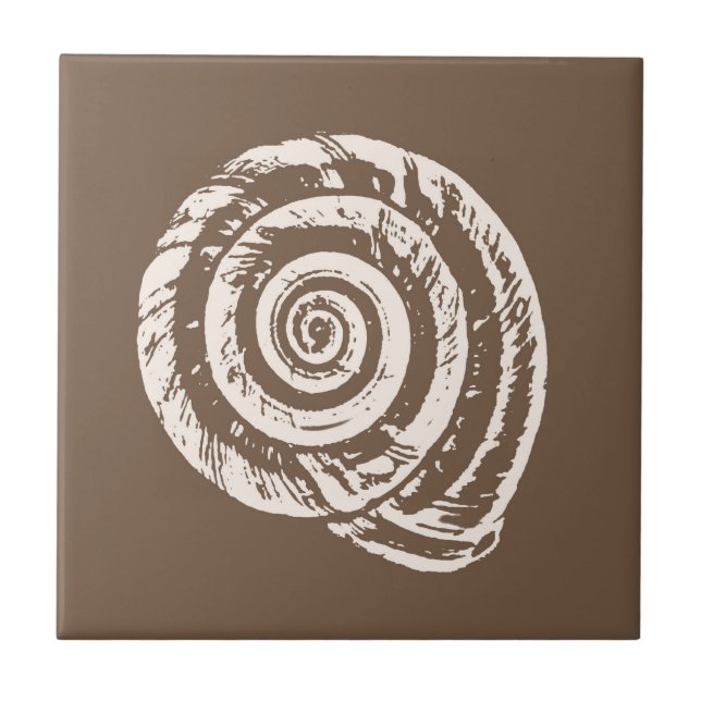 Spiral Seashell, Taupe Tan och Cream / Beige Kakelplatta (Framsidan)