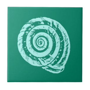 Spiral Seashell, Turquise och Aqua Kakelplatta