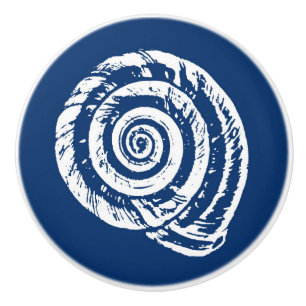 Spiral snäckskalkvartertryck, koboltblått och vi knopp