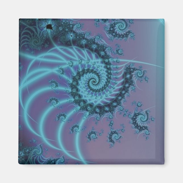 Spiral Staircase | Blått och Rosa Fractal Art Magnet (Framsidan)