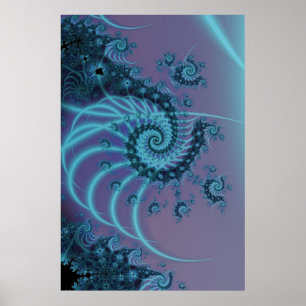 Spiral Staircase Blått och Rosa Fractal Art Poster