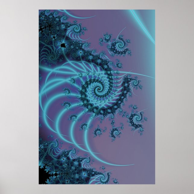 Spiral Staircase | Blått och Rosa Fractal Art Poster (Framsidan)