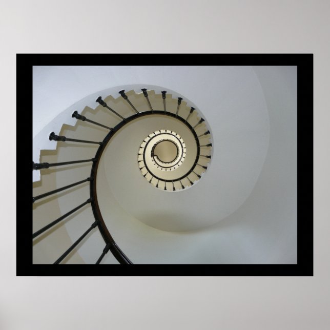 Spiral Stairway till Heaven Black and White Poster (Framsidan)
