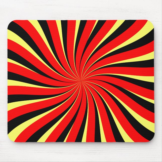 Spiral Svart Röd Gul Musmatta (Framsidan)