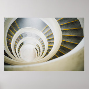 Spiral svartvit trappor poster
