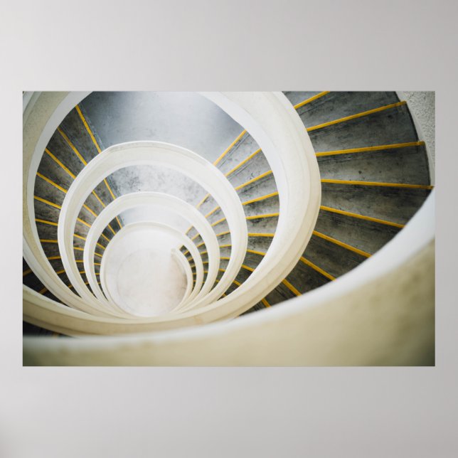 Spiral svartvit trappor poster (Framsidan)