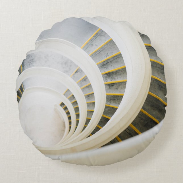 Spiral svartvit trappor rund kudde (Framsidan)