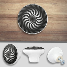 Spiral Swirl Black and White Cabinet Drawer Knob Knopp