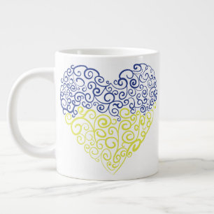 Spiral swirls mehandi eart Ukrainas flagga färg Jumbo Mugg