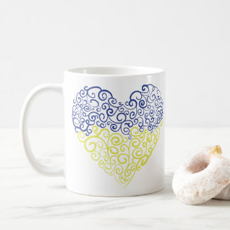 Spiral swirls mehandi eart Ukrainas flagga färg Kaffemugg