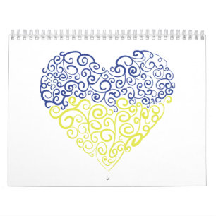 Spiral swirls mehandi eart Ukrainas flagga färg Kalender