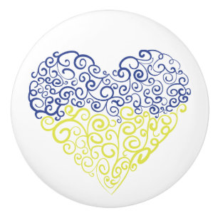 Spiral swirls mehandi eart Ukrainas flagga färg Knopp