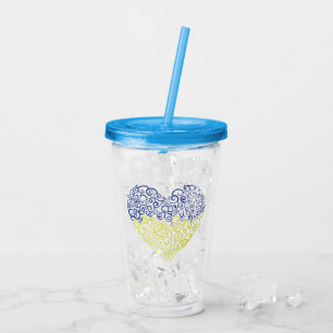 Spiral swirls mehandi eart Ukrainas flagga färg Take Away Mugg