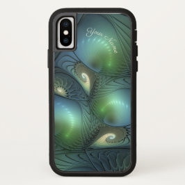 Spiral Teal Beige Grönt Abstrakt Fractal Art Namn