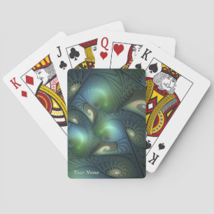 Spiral Teal Beige Grönt Abstrakt Fractal Art Namn Casinokort
