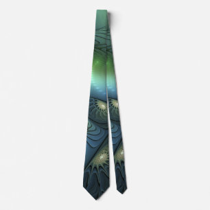 Spiral Teal Beige Grönt Abstrakt Fractal Art Slips