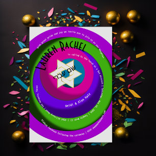 Spiral Text Wonky Circles White Star of David Inbjudningar