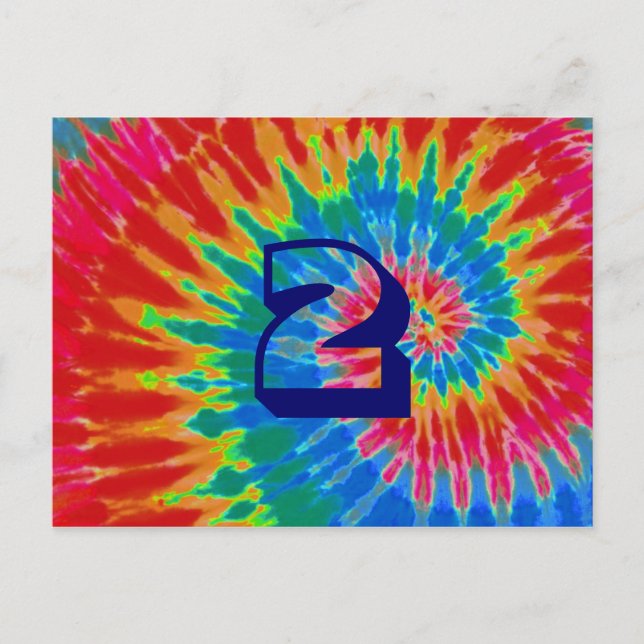 Spiral Tie Dye Bröllop Bord 2 Vykort (Framsida)
