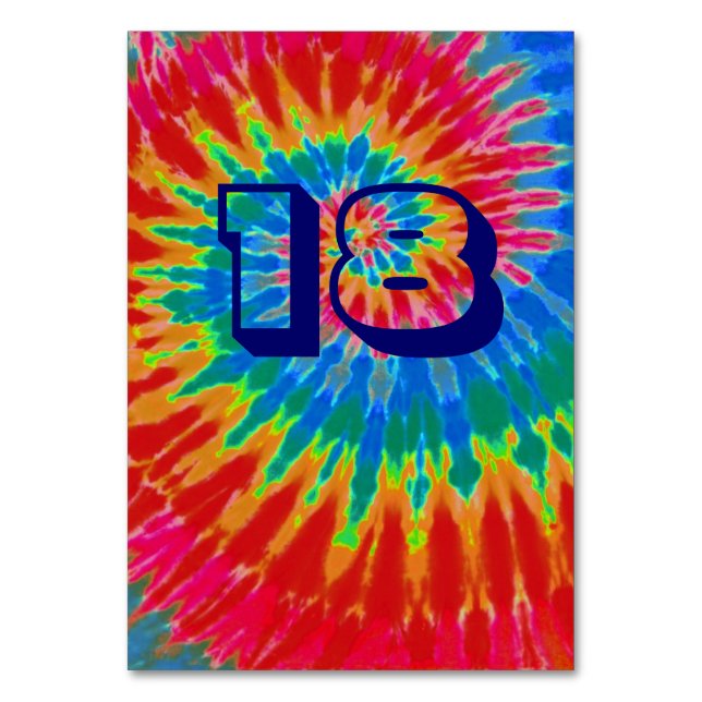 Spiral Tie Dye Bröllop Bord arton Bordsnummer (Framsidan)