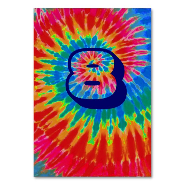 Spiral Tie Dye Bröllop Bord åtta Bordsnummer (Framsidan)