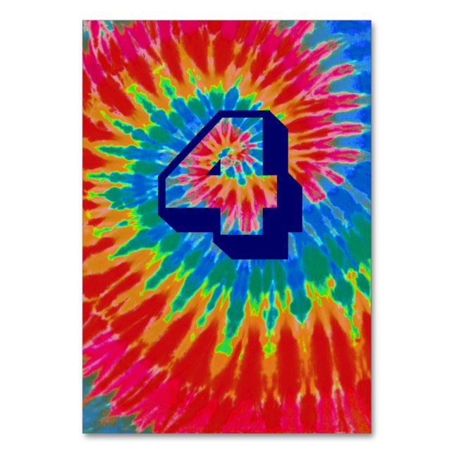 Spiral Tie Dye Bröllop Bord Fyra Bordsnummer (Framsidan)