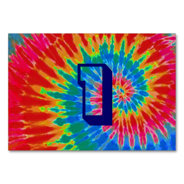 Spiral Tie Dye Bröllop Bord One Bordsnummer (Baksidan)