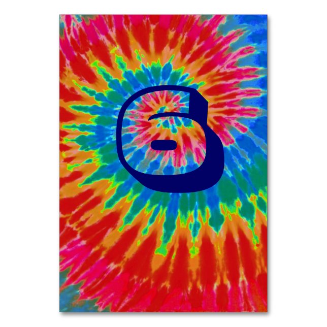 Spiral Tie Dye Bröllop Bord sex Bordsnummer (Framsidan)