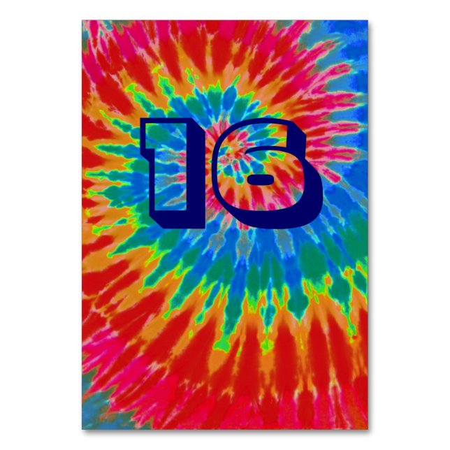 Spiral Tie Dye Bröllop Bord sexton Bordsnummer (Framsidan)