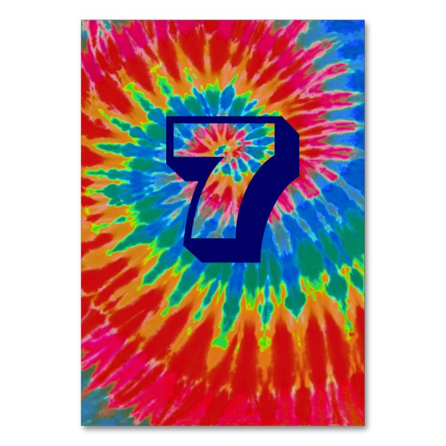 Spiral Tie Dye Bröllop Bord Sju Bordsnummer (Baksidan)