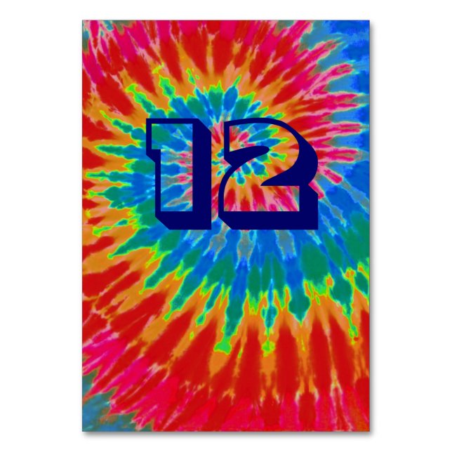 Spiral Tie Dye Bröllop Bord tolv tolv Bordsnummer (Baksidan)