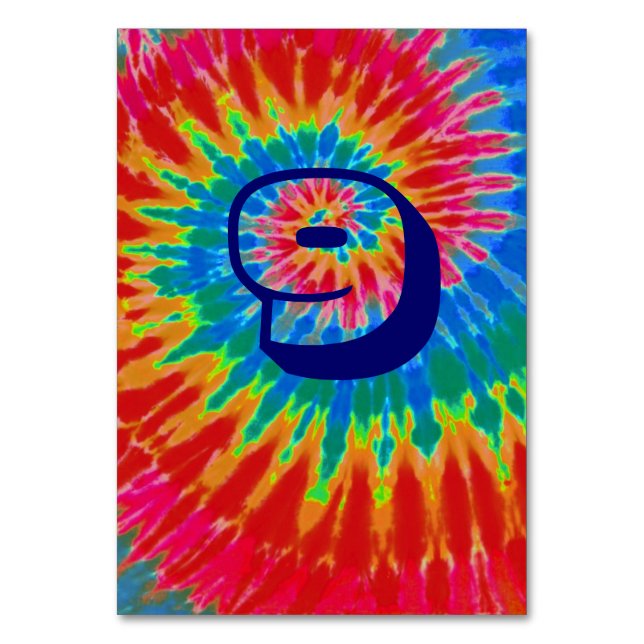 Spiral Tie Dye Bröllopsbord Nio Bordsnummer (Baksidan)